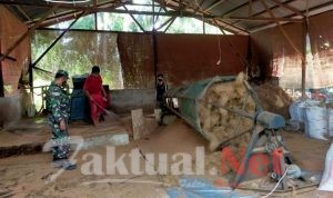 Peduli Lingkungan, Babinsa Tanjung Tengah Komsos Pengelola Serabut Kelapa