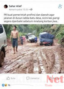 Curhat Lewat Medsos, Warga Keluhkan Jalan Rusak Parah di Desa Sicini