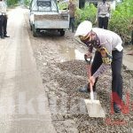 Ditlantas Polda Banten Perbaiki Jalan Rusak