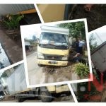 Akibat Galian Pipa Mobil Ekspedisi Terperosok di Sinjai