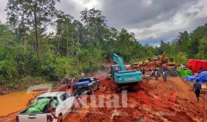 Akibat Hujan Lebat Jalan Trans Papua Simpati Rusak Parah, PT APM Turun Tangan.