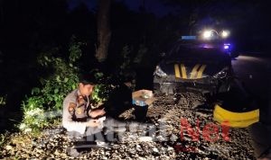 Mobil Patroli yang Dikemudikan Kapolsek Tinggimoncong Alami Laka Tunggal di Parangloe