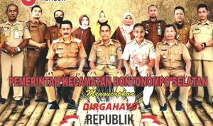 Dalam Rangka HUT ke-76, Camat Bontonompo Selatan Ajak Masyarakat Tingkatkan Kesadaran Prokes Covid-19