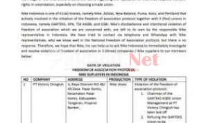 Indikasi Terjadinya Pemberangusan Pengurus Serikat Buruh di Merk Nike ? Siapa Sesungguhnya yang Patut Menjadi Terduga Pelaku Utama?