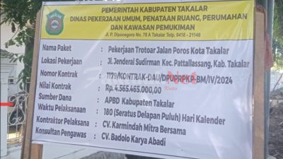 Pembangunan Trotoar di kota Takalar Diduga Mark Up Anggaran , Perlu Dipertanyakan