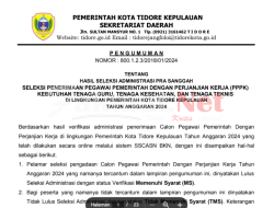 Pemkot Tidore Umumkan Hasil Seleksi Administrasi PPPK 2024, Sebanyak 1.294 dinyatakan Lulus