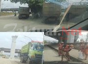 Kota Administrasi Jakarta Utara  Masih Berupaya Bersihkan Jalan Tercemar Tanah Dan Lumpur
