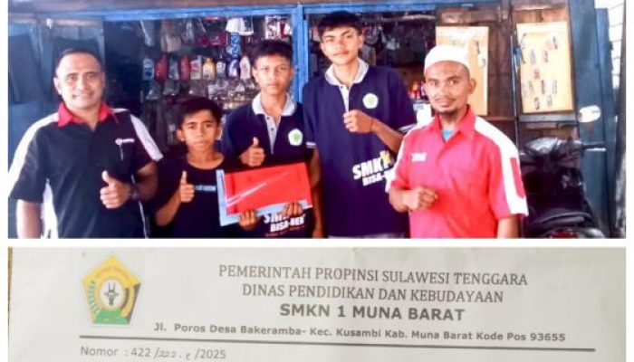 Hasan, ST Owner Hidayah Motor Kendari Terima Siswa PKL dari SMKN 1 Muna Barat
