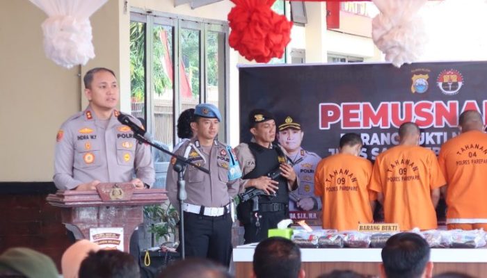 Polres Parepare Musnahkan Barang Bukti Sabu, Tegaskan Komitmen Perangi Narkoba