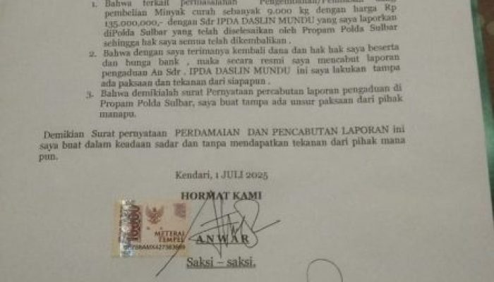 Anwar Telah Mencabut Laporan Terkait Pelaporannya pada Ipda Daslin Mundu