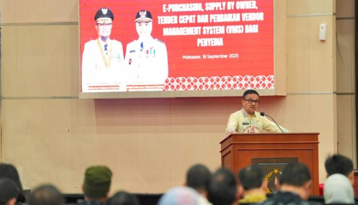 Sekprov Sulsel Resmi Membuka Sosialisasi E-Purchasing, Supply by Owner, Tender Cepat, dan Perbaikan VMS bagi Penyedia