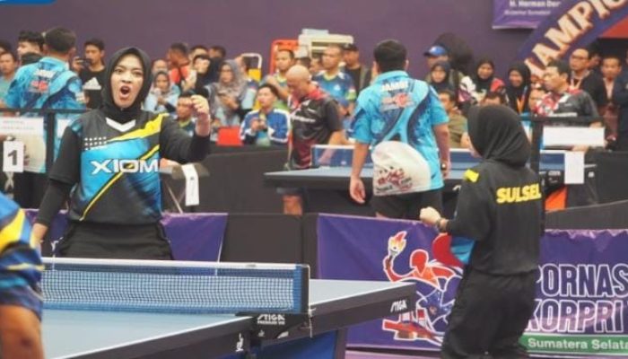 Tim Tenis Meja Beregu Putri Sulsel, Melaju ke 8 Besar PORNAS Korpri XVII 2025