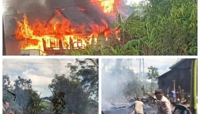 Kebakaran Akibat Korsleting Listrik, Hanguskan 2 Rumah Panggung di Desa Bontobuddung Tompobulu