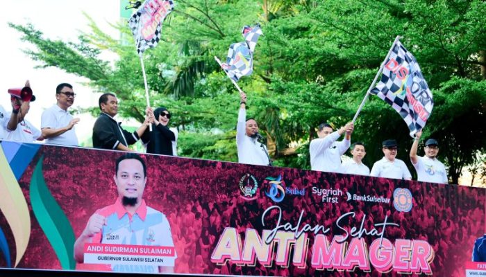 Gubernur Andi Sudirman Lepas Puluhan Ribu Peserta Jalan Sehat Anti Mager, Peringatan 356 Tahun Sulsel