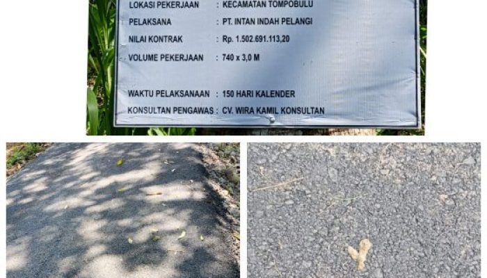 Proyek Pengaspalan di Jalan Bara Bara Pute Kelurahan Malakaji Gowa, Diduga Dikerjakan Asal Jadi.