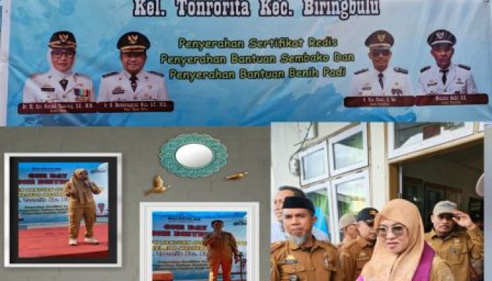 Bupati Gowa Husniah Talenrang, One Day One: Serahkan 731 Sertifikat Tanah, Bantuan Pangan di Biringbulu