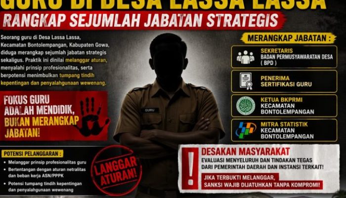 Diduga Langgar Aturan Secara Terang-terangan, Guru di Desa Lassa Lassa Rangkap Sejumlah Jabatan Strategis