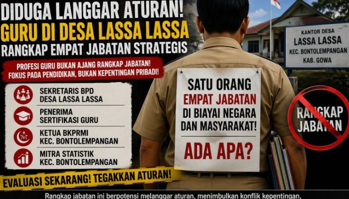 Diduga Langgar Aturan, Guru di Desa Lassa Lassa Rangkap Sejumlah Jabatan Strategis