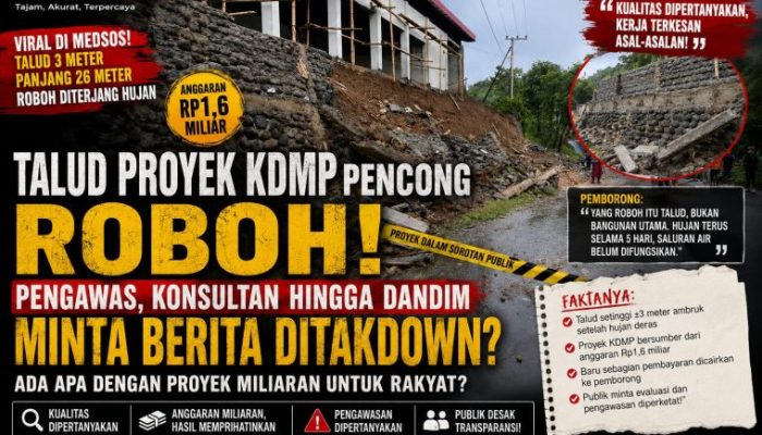 Usai Talud KDMP Pencong Ambruk, Pengawas hingga Dandim Disebut Minta Berita Diturunkan