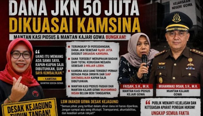Mantan Sekda Gowa Bungkam Soal Aliran Dana JKN Rp50 Juta, Publik Pertanyakan Kejelasan Pengelolaannya