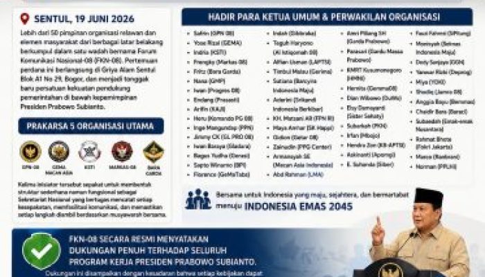Forum Komunikasi Nasional-08 Teguhkan Dukungan  Penuh  Terhadap Program  Presiden Prabowo