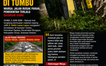 Truk Pengangkut Cipping Kecelakaan di Tumbu, Warga Soroti Jalan Rusak yang Tak Kunjung Diperbaiki