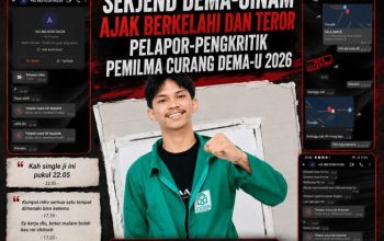 Sekjend DEMA-UINAM Ajak Berkelahi dan Teror Pelapor-Pengkritik Pemilma Curang DEMA- U 2026