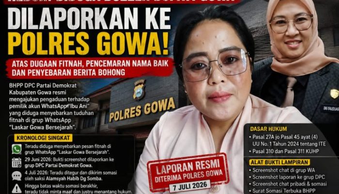 BHPP DPC Partai Demokrat Gowa Laporkan Dugaan Pencemaran Nama Baik dan Penyebaran Hoaks ke Polres Gowa