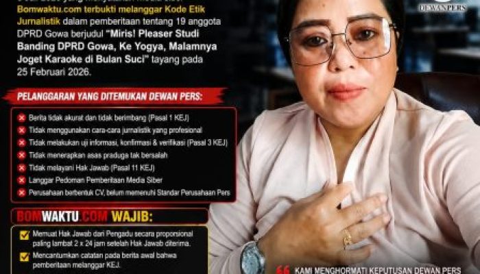 Dewan Pers Vonis Media Bomwaktu.com Langgar Kode Etik Jurnalistik dalam Berita DPRD Gowa