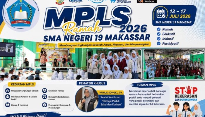 Stop Bullying, Stop Kekerasan Seksual! SMAN 19 Makassar Perkuat Karakter Siswa Baru Lewat MPLS Ramah