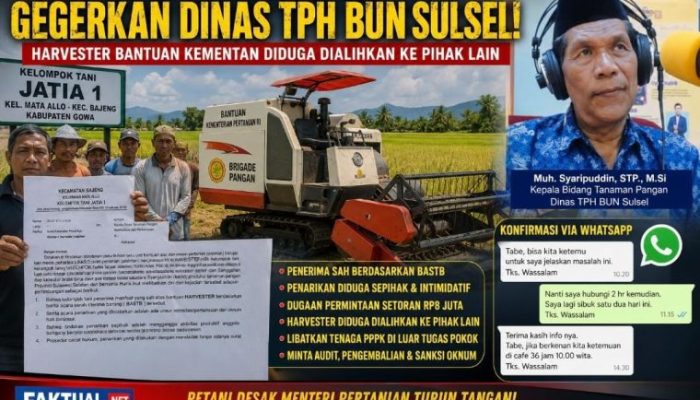 Surat Keberatan Petani Gowa Gegerkan Dinas TPH Bun Sulsel, Harvester Bantuan Kementan Diduga Dialihkan ke Pihak Lain