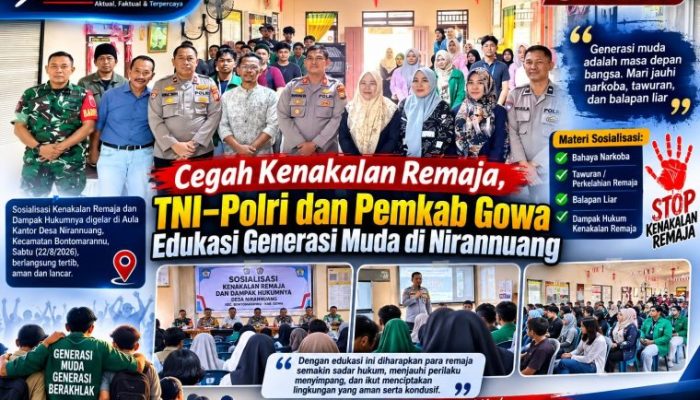 Cegah Kenakalan Remaja, TNI-Polri dan Pemkab Gowa Edukasi Generasi Muda di Nirannuang