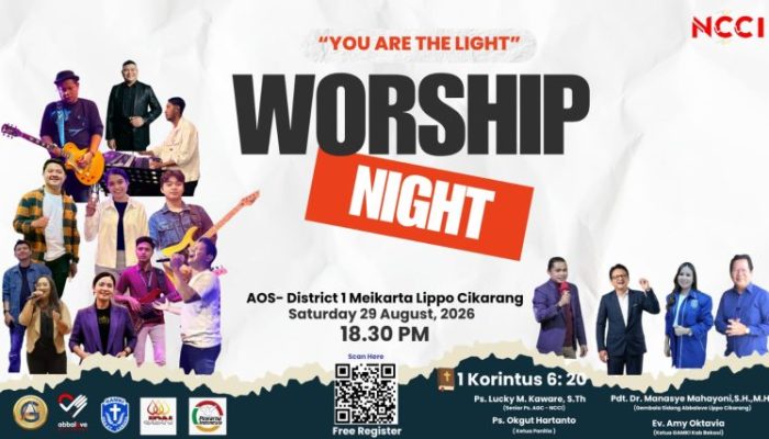 “You’re The Light” Worship Night 2026 Digelar di Meikarta, NCCI Serukan Harapan dan Terang Tuhan bagi Bangsa