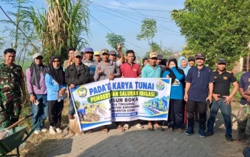 kerja bakti pembersihan saluran irigasi, babinsa dan warga desa tinggimae perkuat ketahanan pangan