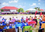Tari kolosal pembukaan SILAMABI V Tahun 2024 di Lapangan Kelurahan Popalia, Kecamatan Togo Binongko, Kabupaten Wakatobi.