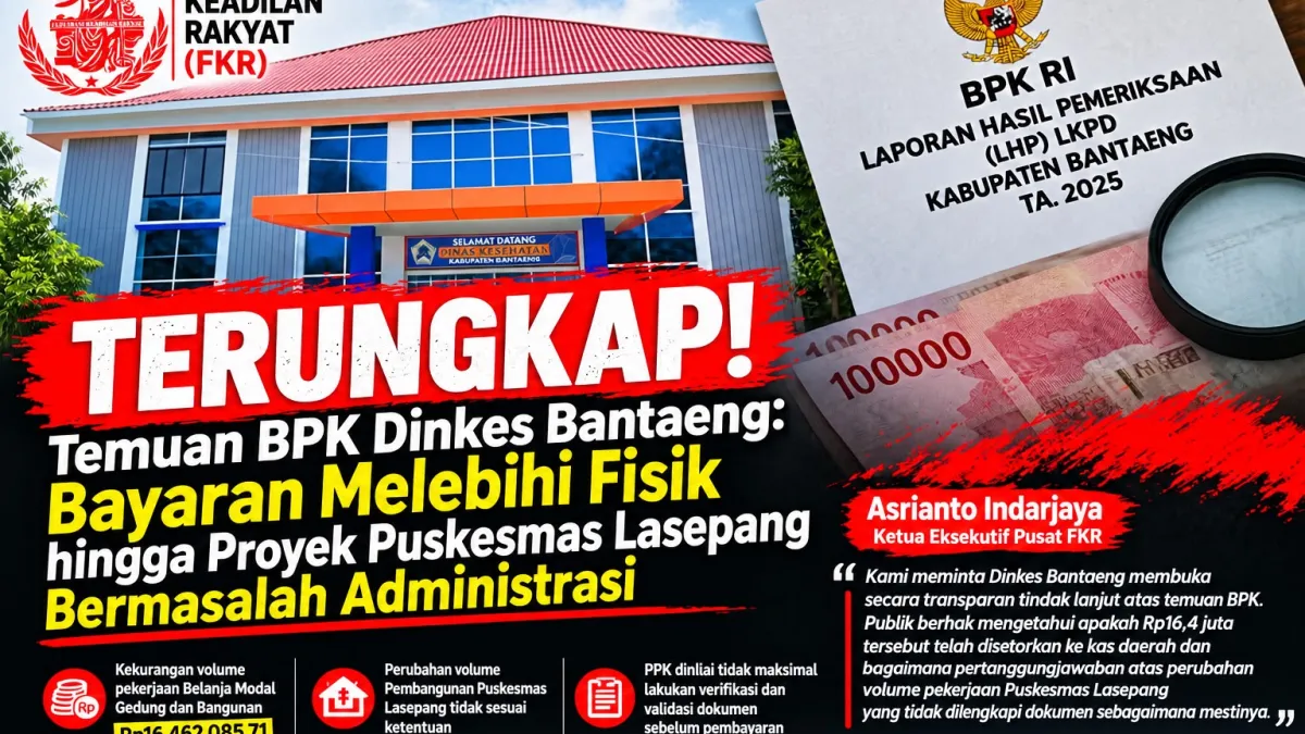 Dinkes Bantaeng: Bayaran Melebihi Fisik hingga Proyek Puskesmas Lasepang Diduga Bermasalah Administrasi