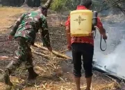 Babinsa Kelurahan Sapaya Bergerak Cepat Tangani Kebakaran Lahan Warga