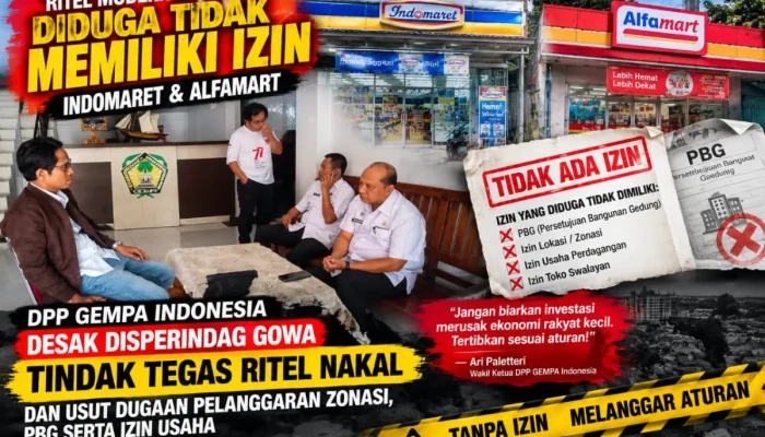Tantang Disperindag Gowa Tertibkan Ritel, Soroti Kasus PBG dan Indomaret. Lsm Gempa Indonesia : Mundur Jika Tak Mampu!