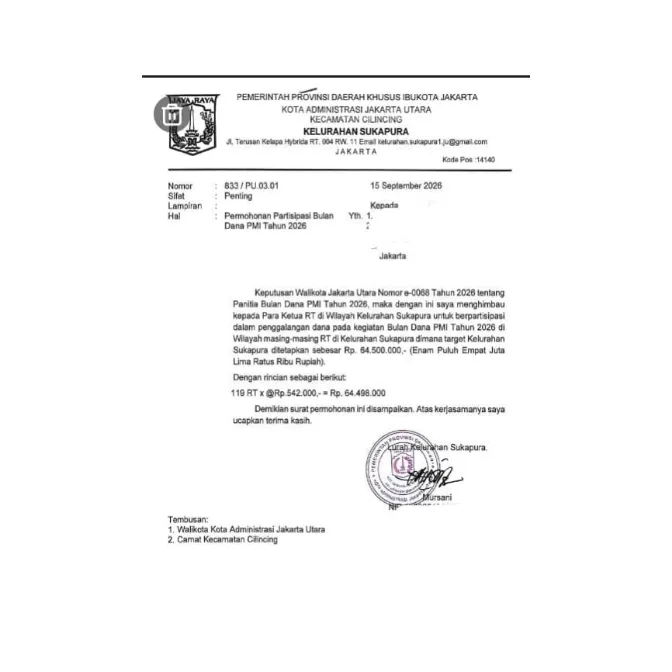 Surat dari Lurah Sukapura