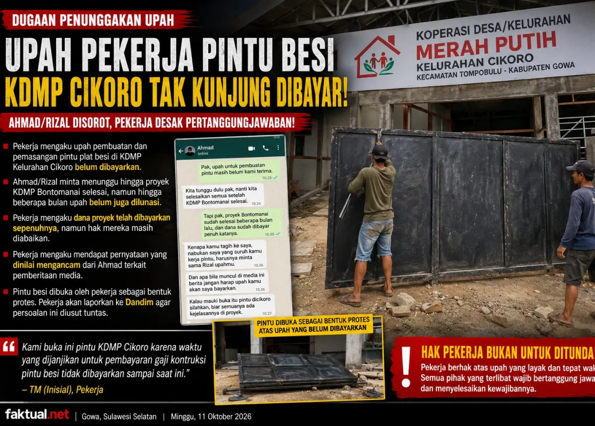 Upah Pekerja Pintu Besi KDMP Cikoro Tak Kunjung Dibayar, Ahmad/Rizal Disorot, Pekerja Desak Pertanggungjawaban!
