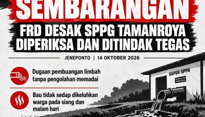 Bau Busuk Siang Malam di Rasakan Oleh Warga, Dapur MBG Tamanroya Jeneponto Diduga Buang Limbah Sembarangan