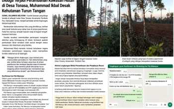 Diduga Terjadi Perambahan Kawasan Hutan di Desa Tonasa, Muhammad Ikbal Desak Kehutanan Turun Tangan