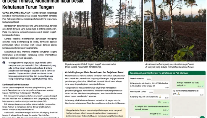 Diduga Terjadi Perambahan Kawasan Hutan di Desa Tonasa, Muhammad Ikbal Desak Kehutanan Turun Tangan