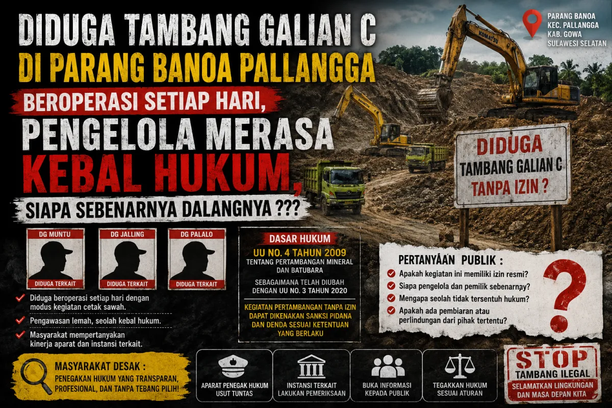 Diduga Tambang Galian C di Parang Banoa Pallangga Beroperasi Setiap Hari, Pengelola Merasa Kebal Hukum, Siapa Sebenarnya Dalangnya?