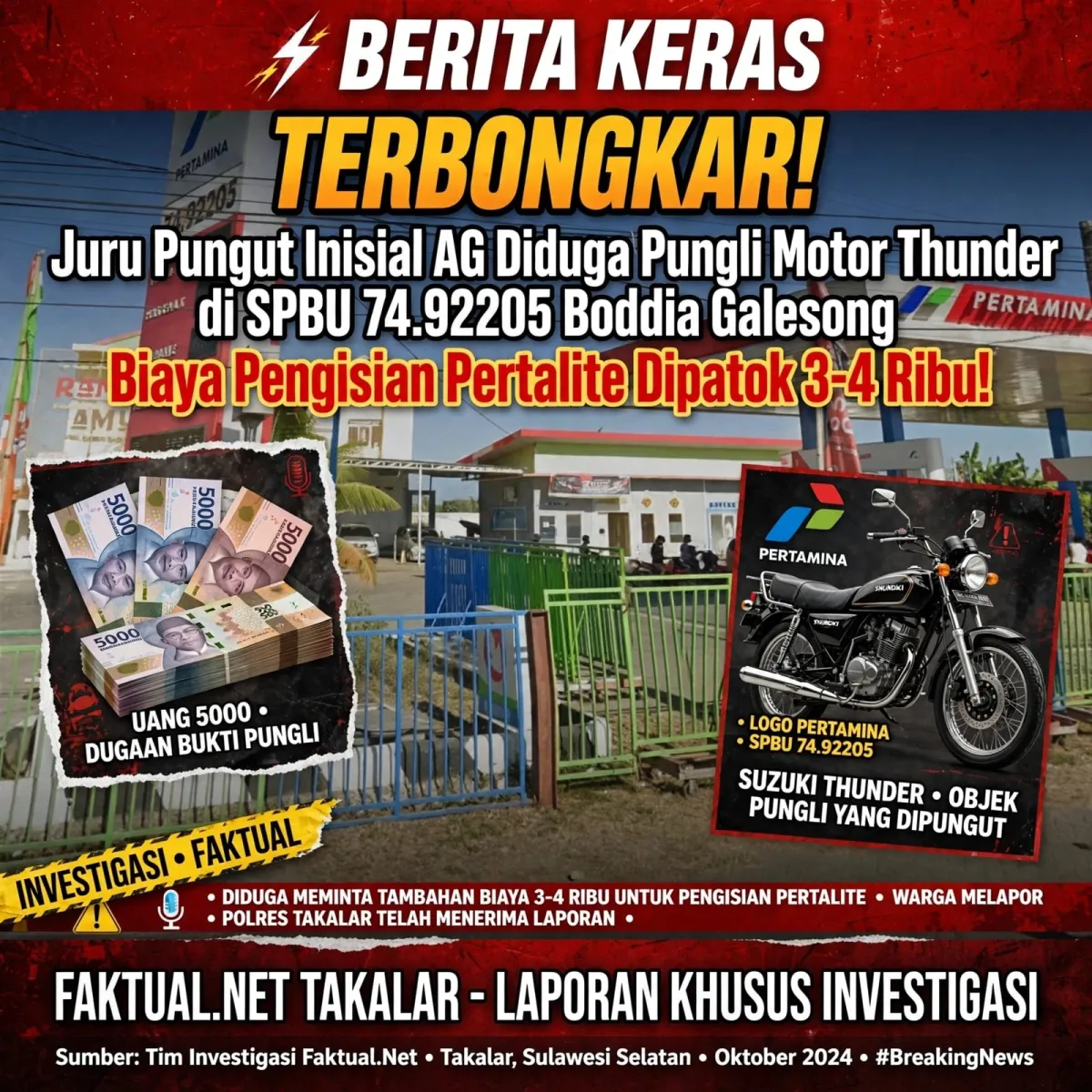 Terbongkar Dugaan Pungli Pengisian Pertalite di SPBU 74.92205 Boddia Galesong: Rp3–4 Ribu Sekali Isi, Rp100 Ribu per Bulan, Manajemen Jangan Tutup Mata!