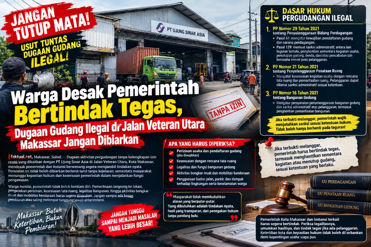 Warga Desak Pemerintah Bertindak Tegas, Dugaan Gudang Ilegal di Jalan Veteran Utara Makassar Jangan Dibiarkan