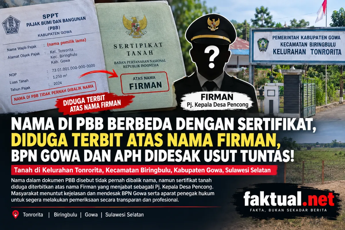 Sertifikat Tanah Diduga Terbit Tanpa Sepengetahuan Pemilik, Pj Kades Pencong Disorot!