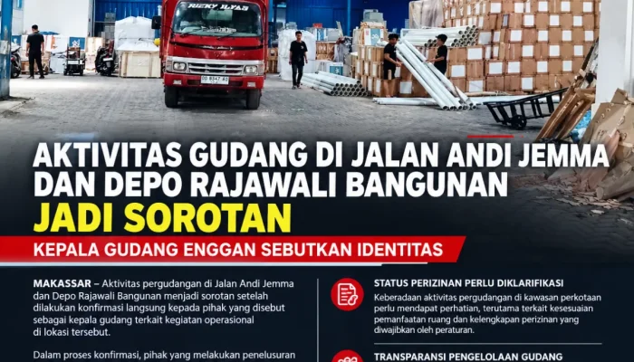 Aktivitas Gudang Depo Rajawali Bangunan di Jalan Andi Jemma Jadi Sorotan, Kepala Gudang Enggan Sebutkan Identitas