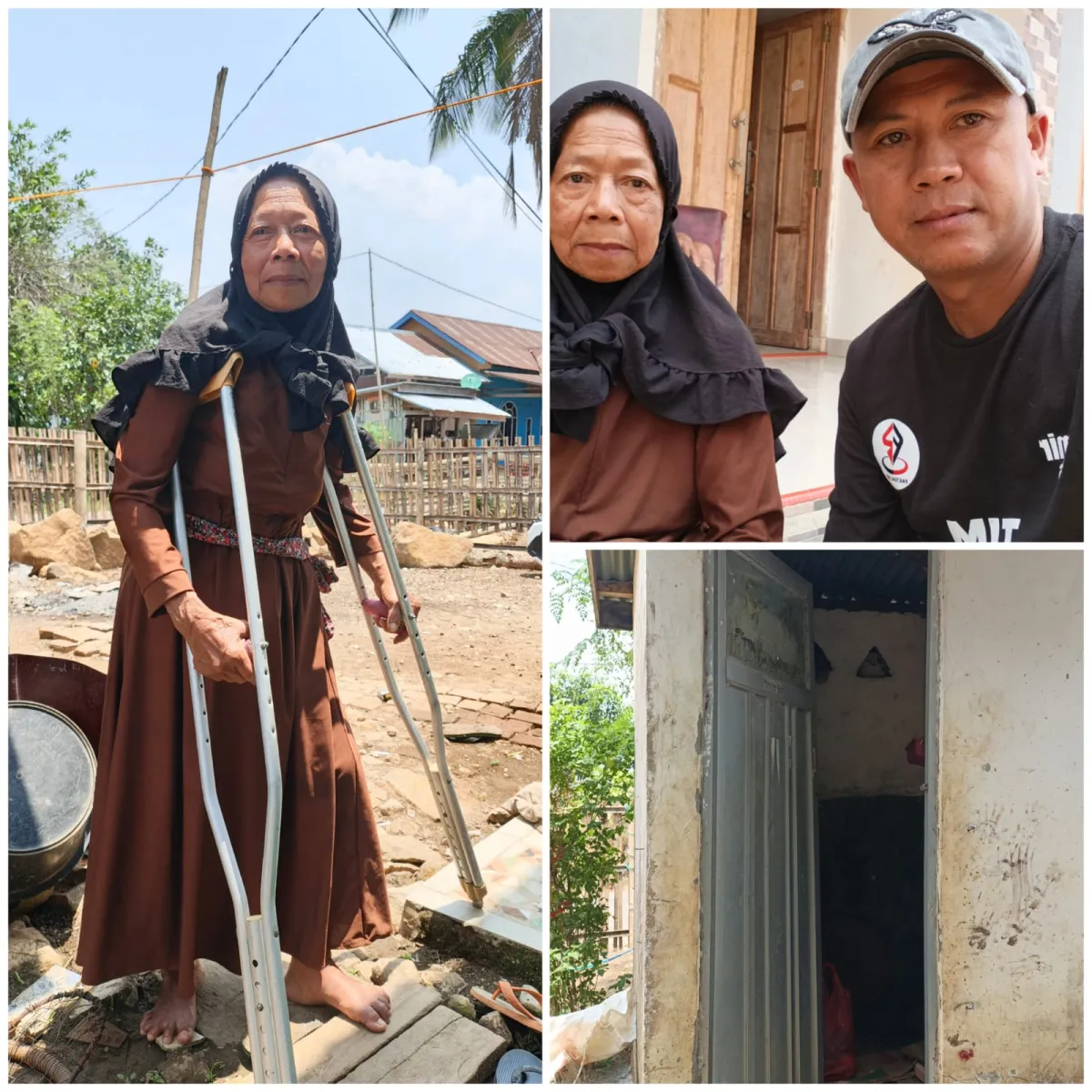 Langsiah 70 tahun hidup sendiri, dan tinggal di WC umum selama 5 bulan yang berukuran 150x150cm.