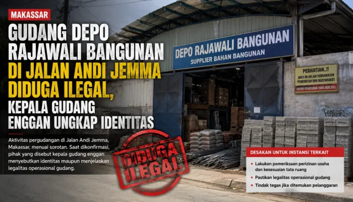 Diduga Beroperasi Tanpa Kejelasan Izin, Gudang Depo Rajawali Bangunan di Makassar Jadi Sorotan